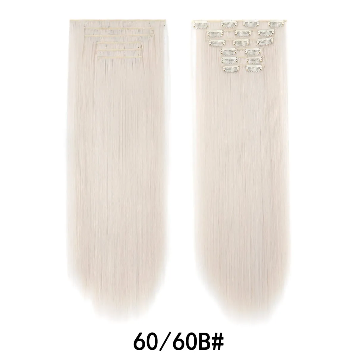 Jeedou Jeedou 6Pcs Clip In Straight Hair Extensions 60cm Long Synthetic Hair Pieces With 16 Clips Heat Resistant Hair For Women