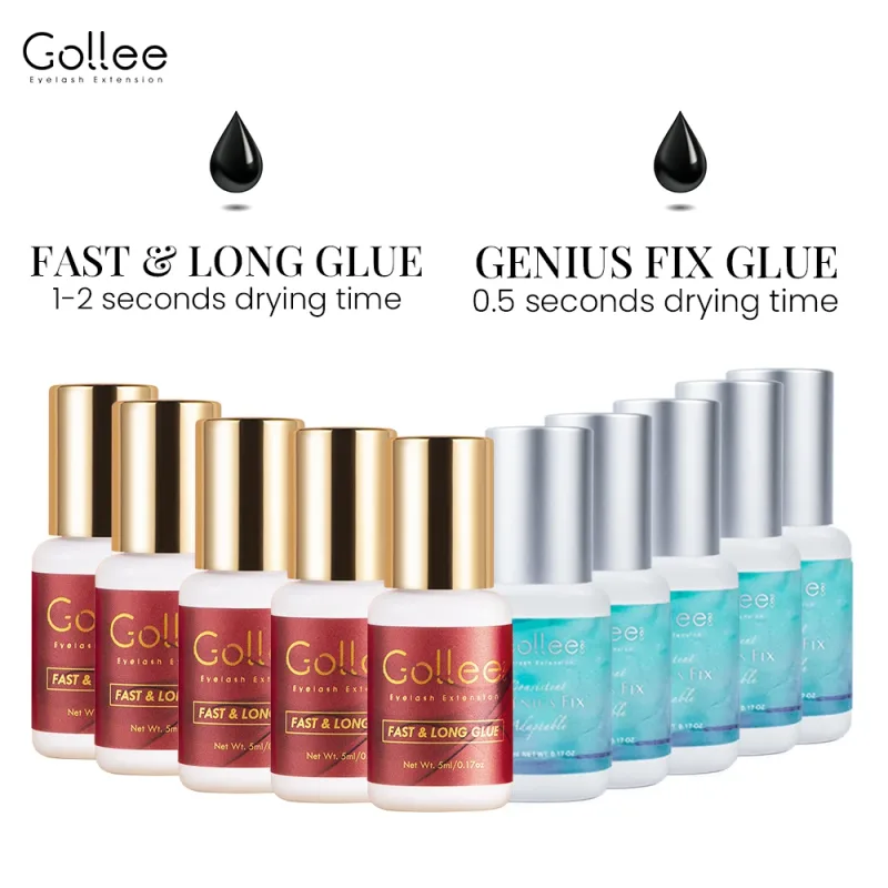 Gollee 0.5-1s Fast Dry Glue for Eyelash Extension Hypoallergenic Lash Extension Glue for Professional Artists Eyelashes Supplies