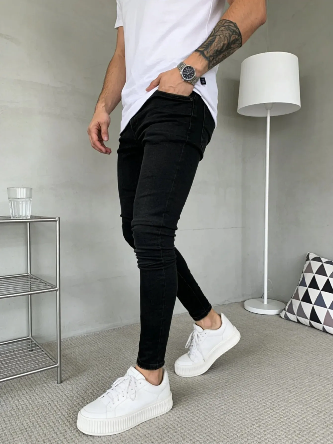 Classic Black Y2K Drip Men's Skinny Jeans Pant Original Design Daily Wear Trousers No accessories or belts included