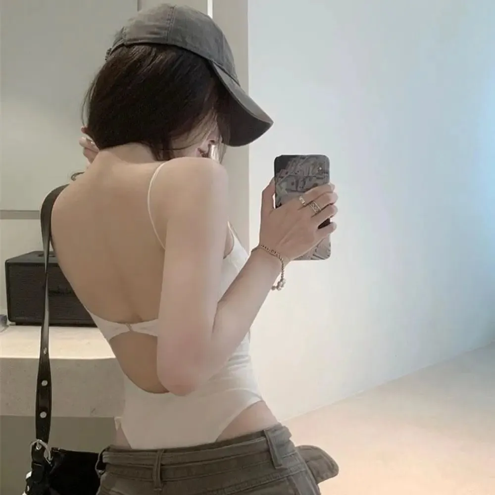 HOT Spicy Girl Open-Back Tank Top Skinny Bodysuits For Women Sleeveless Backless Bodycon Thin Straps Women Trendy Red Vest 2025