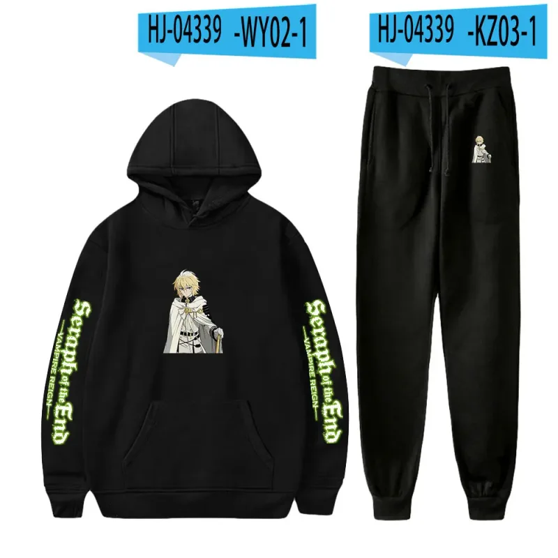 Harajuku confortable Seraph de la fin imprimé sweat-shirt pantalons de survêtement costume à capuche + pantalon costume garçons/filles 2 pièces ensemble vêtements