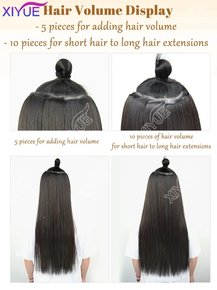 24 inch synthetic hair extension Wig patch invisible seamless for women 5-piece set straight to increase hair volume