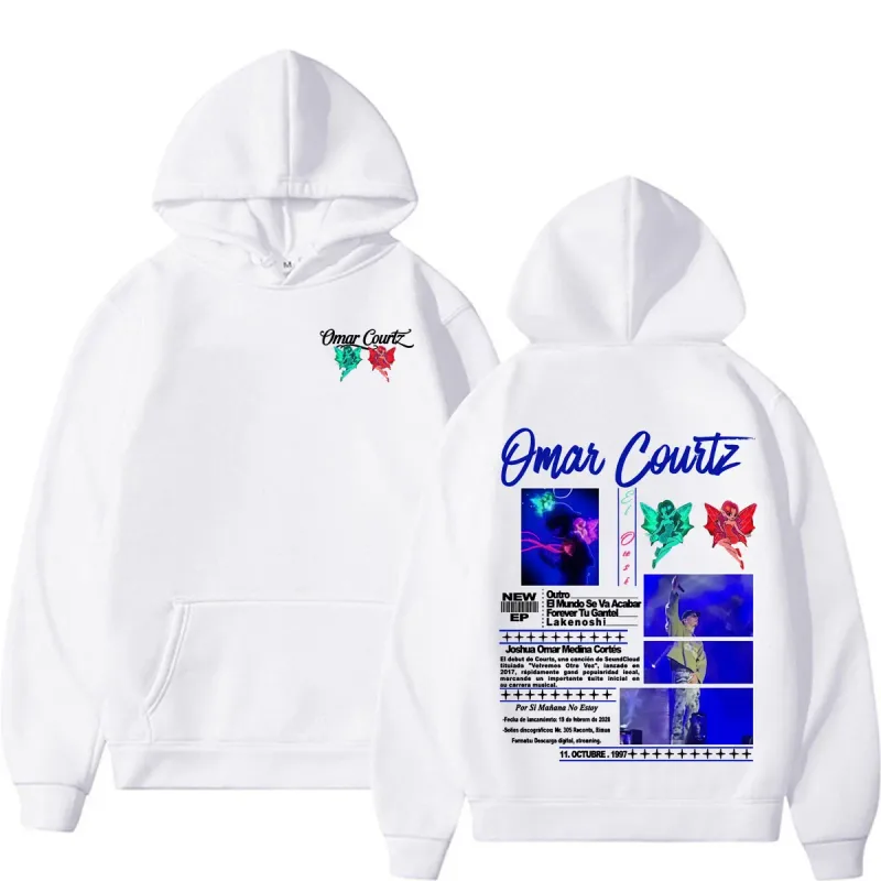 Omar Courtz Por Si Manana No Estoy Tour Merch Hoodies Men Women Fashion Aesthetics Hip Hop Sweatshirts Casual Cozy Fleece Hoodie