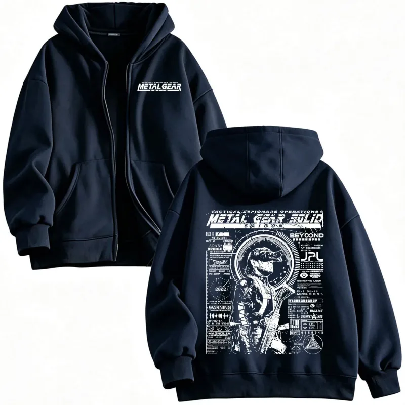 MSG1 Metal Gear Solid Snake Zipper Hoodies Men's Women Clothing Fashion Fleece Pullovers Zip Up Hooded Sweatshirts Jackets