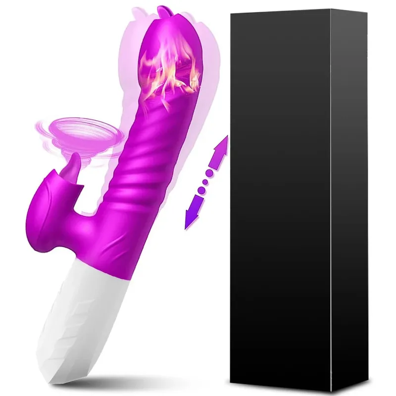 女性用推力震動器舔 G 點陰蒂乳頭刺激器加熱逼真假陽具自慰成人性玩具