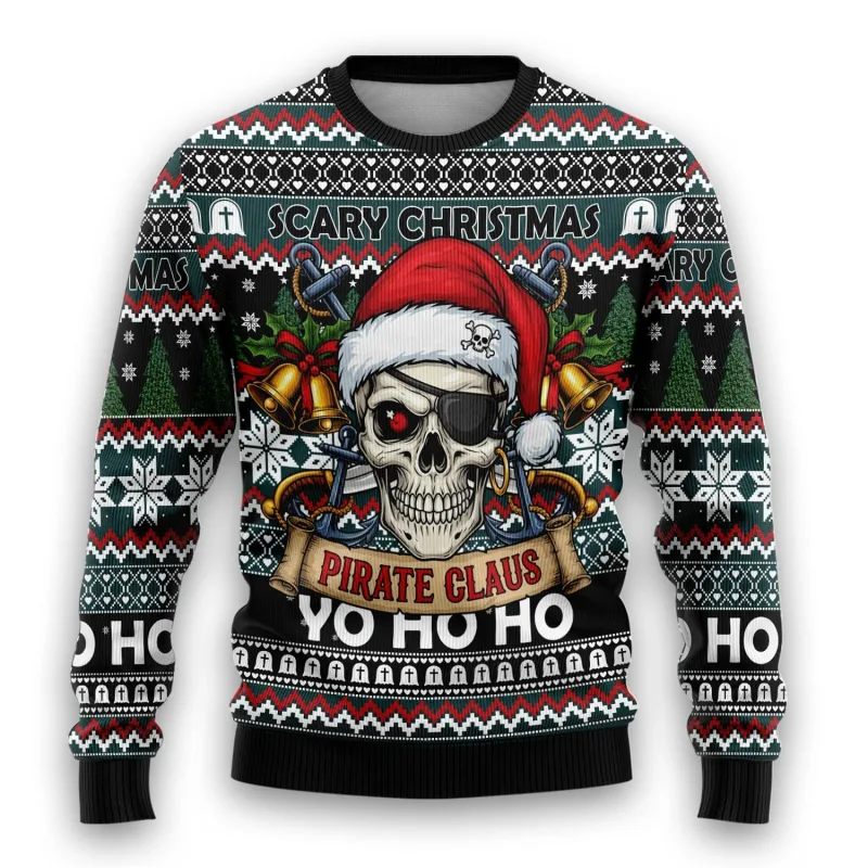 Pirate Santa Claus Graphic Ugly Christmas Sweater 2026 New Skull Graphic Sweatshirts Funny Design Pullovers Man Jumper Sweaters