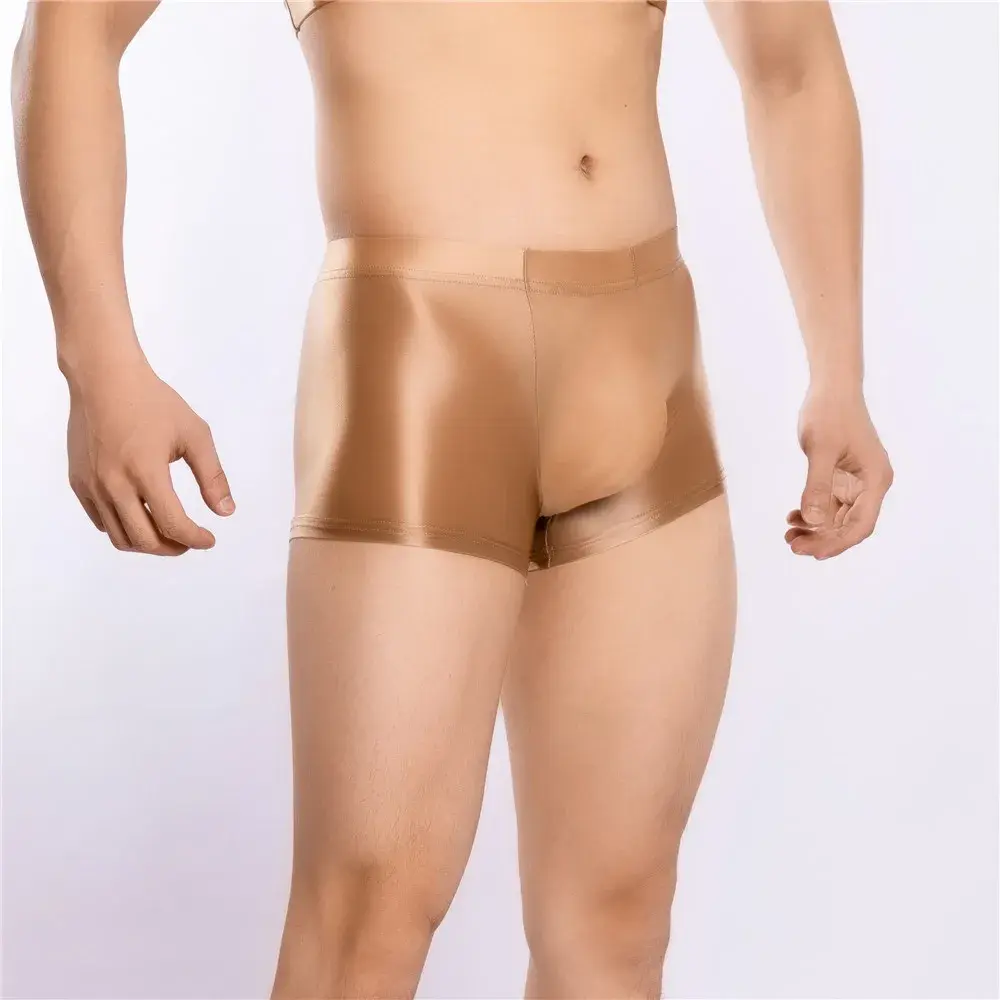 Sexy Men Hot Short Panties U Bulge Pouch Boxer Oil Shiny Glossy Smooth Lingerie Candy Color Underwear Breathable Briefs