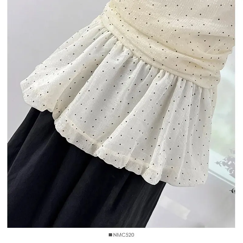 Sexy pleated dots Camis Chic tube top Slim Korean Tanks Top Elegant off shoulder Crop Top Summer Women Bustier