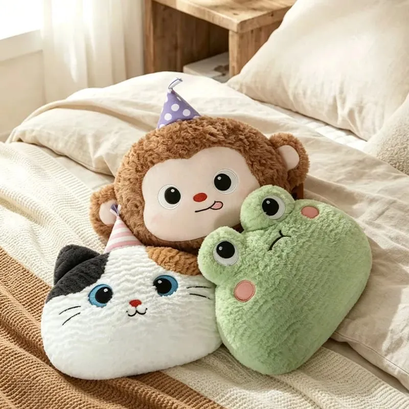 40CM Kawaii Cartoon Animal Plush Pillow Soft Stuffed Soft Fox Sheep Frog Cat Seal Dog Pig Cushion Funny Home Decoration Gifts