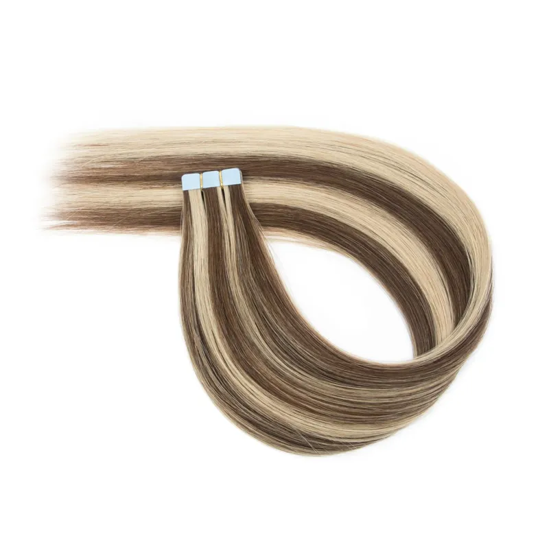 Machine Remy Real Human Hair Invisible Mini Tape in Extensions Skin Weft for Women Side Hair 10pcs Daily Use Wearing