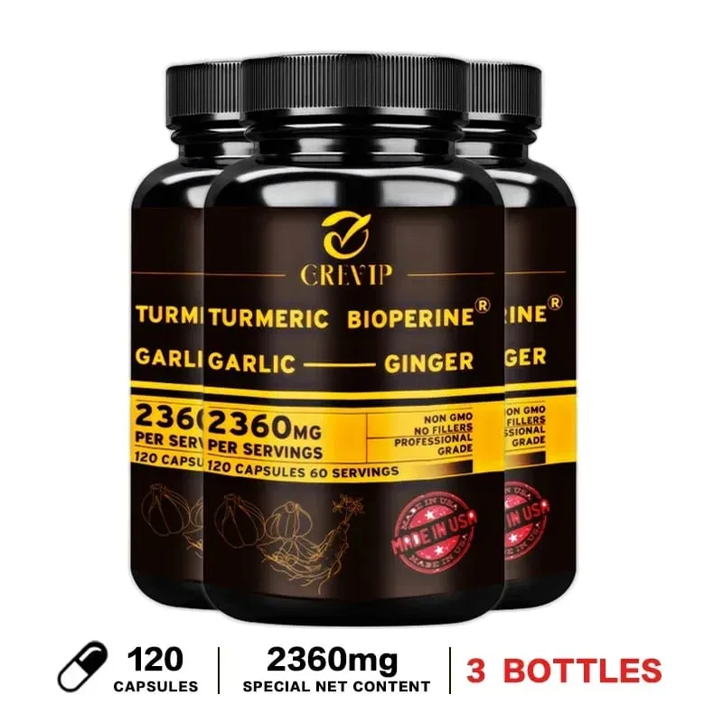 Συμπλήρωμα 4-σε-1 Turmeric Ginger - με Σκόρδο κουρκουμίνη μαύρο πιπέρι - Ανοσολογική υποστήριξη των αρθρώσεων Βελτιώνει την πέψη