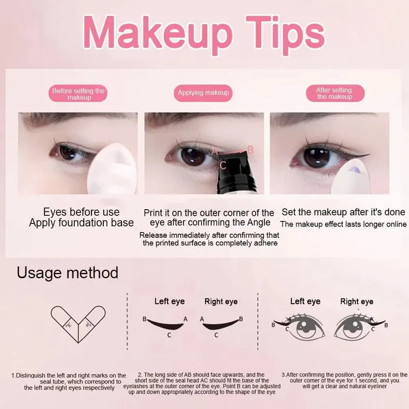 DIY 旋轉眼線筆印章一體式黑棕色雙尖眼線筆翼模板防水防污持久液體筆