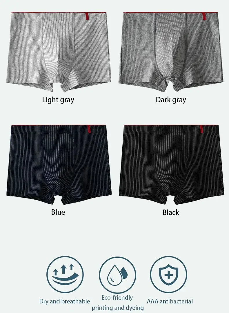4 peças de cueca boxer masculina macia, respirável e confortável cuecas masculinas listradas personalidade na moda casual boxers soltos