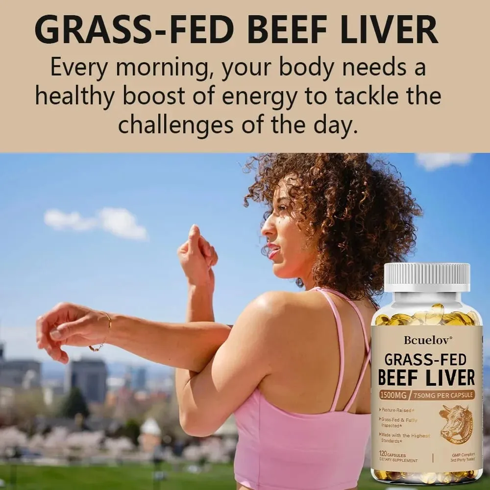 New Zealand Grass-fed Dried Beef Liver Capsules To Support Heart Brain Blood Liver Health and Immune System 120 Capsules