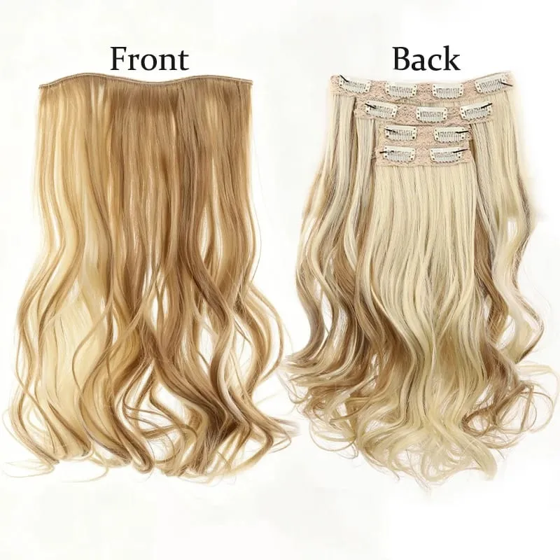 Wig piece wig women's four piece set large wave clip hair synthetic hair extensions
