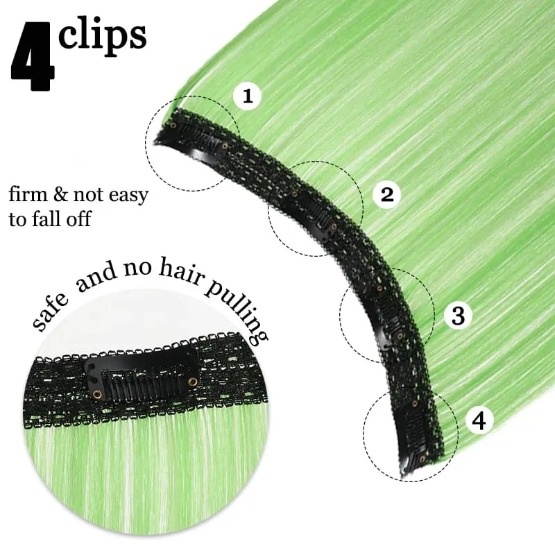 20inch Hair extensions Wig Hair Clips Hair piece Synthetic Straight Hair Extensions with 4clips for Women Halloween Party