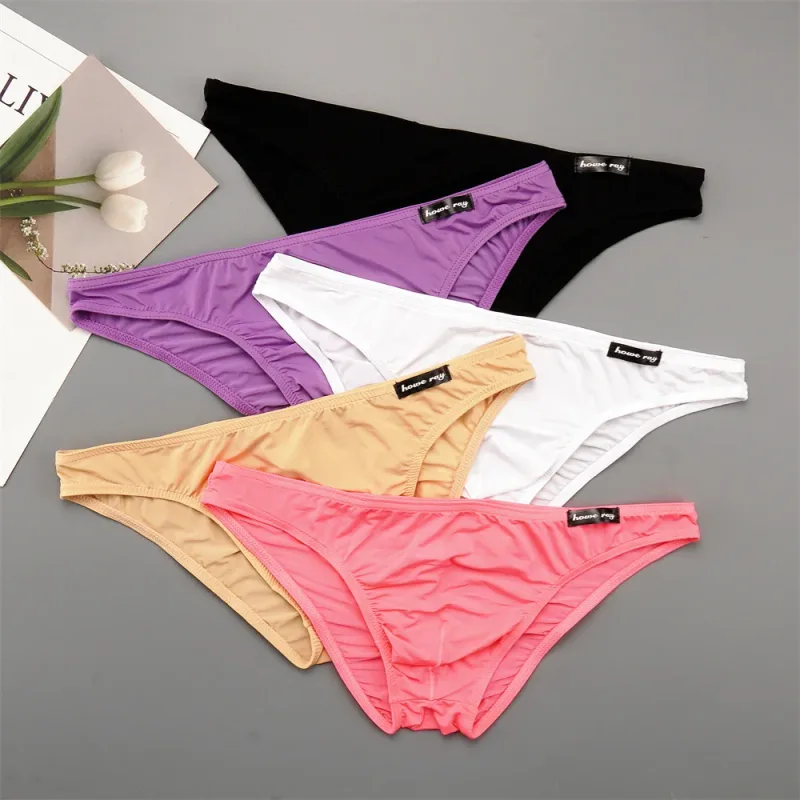 Seluar Dalam Lelaki Pinggang Rendah Ais Nipis Seluar Dalam Separuh Lutsinar Warna Pejal Plus Saiz Bulge Pouch Seluar Dalam Lembut Bernafas Licin
