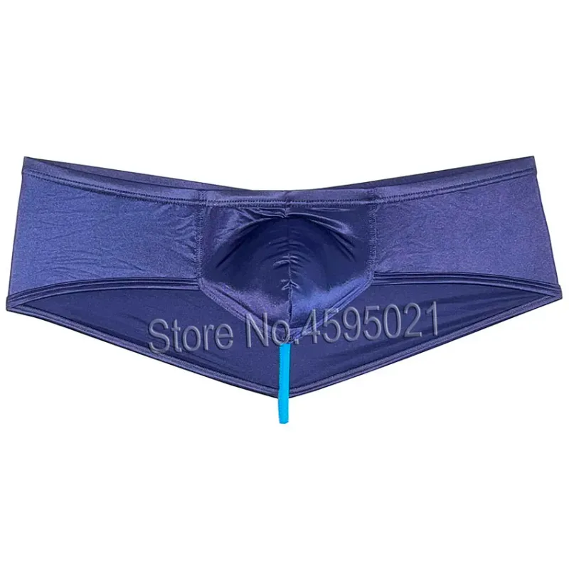 Men's Ice Silky Underwear Thong Cheeky Briefs Glossy Wet Look Bikini Briefs Solid Shiny Low Rise Beach Bikini Briefs Underpant