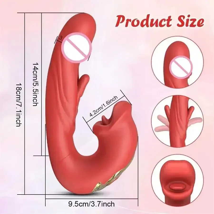 3 in 1 Telescopic Flapping Tongue Licking Dildo Female Clitoris Stimulator Finger Flapping Vaginal Massager Masturbator Sex Toy