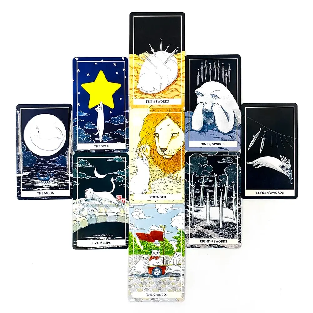 New White Cat Tarot Deck A 78 Cat-Themed Edition Borad Game For Cat Lovers Great For Divination Meditation & Party Games