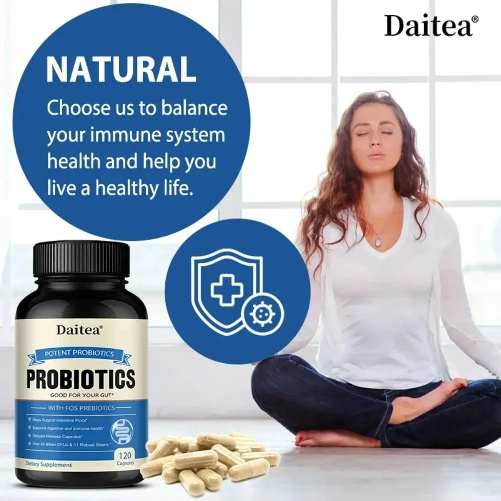 Probiotics 45 Bilion CFUs with Prebiotics Supports Immune Gut Health for Women & Men - 120 Capsules