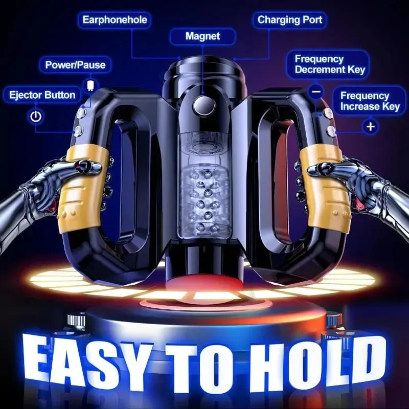 Automatic Male Masturbator Sex Toy with 10 Thrusting & Rotating Penis Pump Male Stroker Adult Toy Double Handle Sex Machine