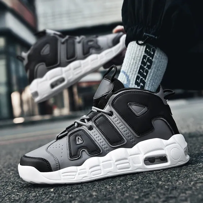 New Large-sized High-top Men's Shoes Lightweight and Anti-slip Air Cushioned Sports Running Shoes Casual Basketball Shoes