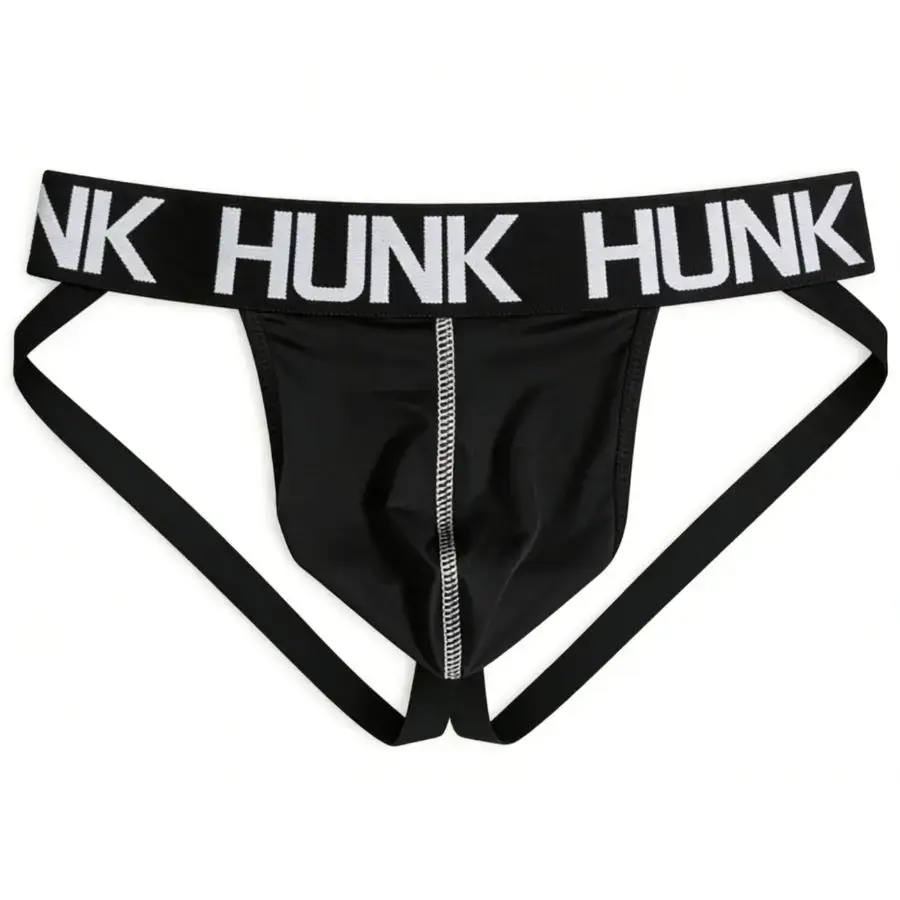 Men's HUNK Athletic Jockstrap Performance Jock Thong Moisture-Wicking Breathable Low-Rise Training Underwear Backless G-String