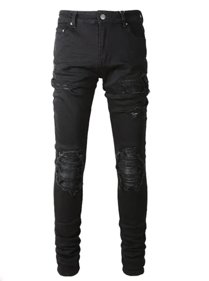Džíny Skinny Hole pro muže Vintage Pencil Kalhoty Rovná délka ke kotníkům Seprané Zoufalé džíny 2024 Podzimní streetwear