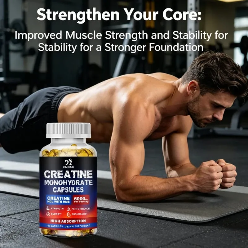 High Absorption Creatine Capsules with Mixed Creatine Vitamin E Boost Muscle Growth Extend Workout Accelerate Recovery