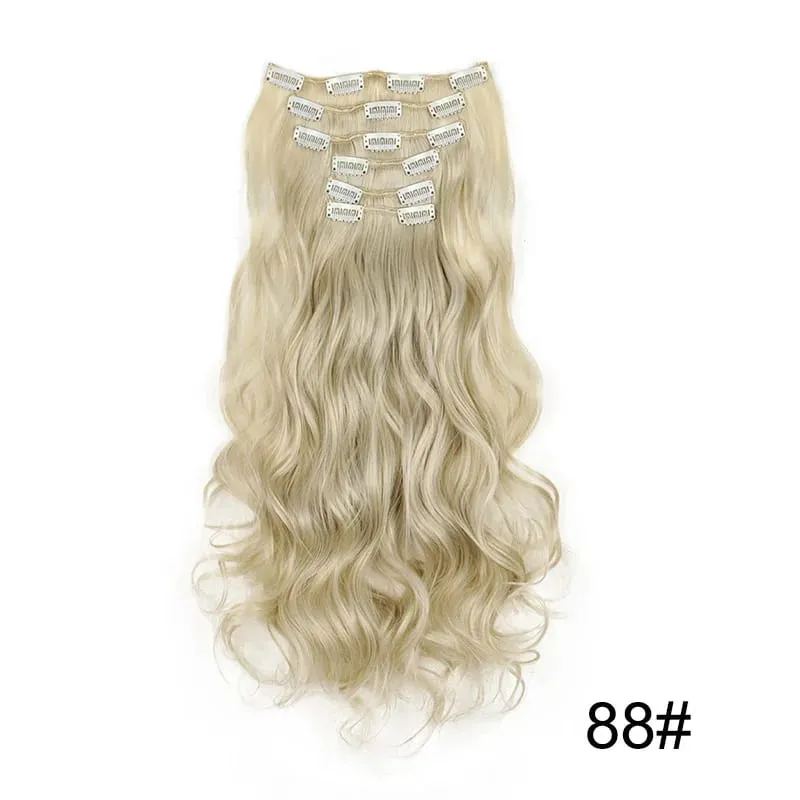 22Inch Synthetic 6pcs/set Long Curly Hair Extension Thick Soft Hairpiece for Short Hairline Coverage for Women Daily Use