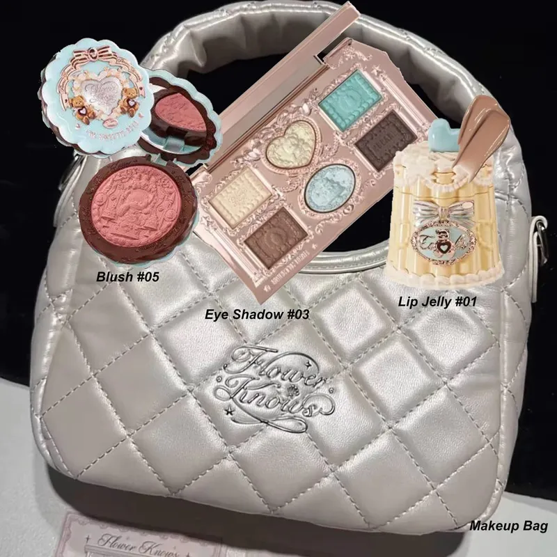 Flowerknows Alles in één Mackup Set Geschenkdoos Flower Knows Glitter Oogschaduw Palet Blusher Langdurige Glans Lippenstift Met Zakje