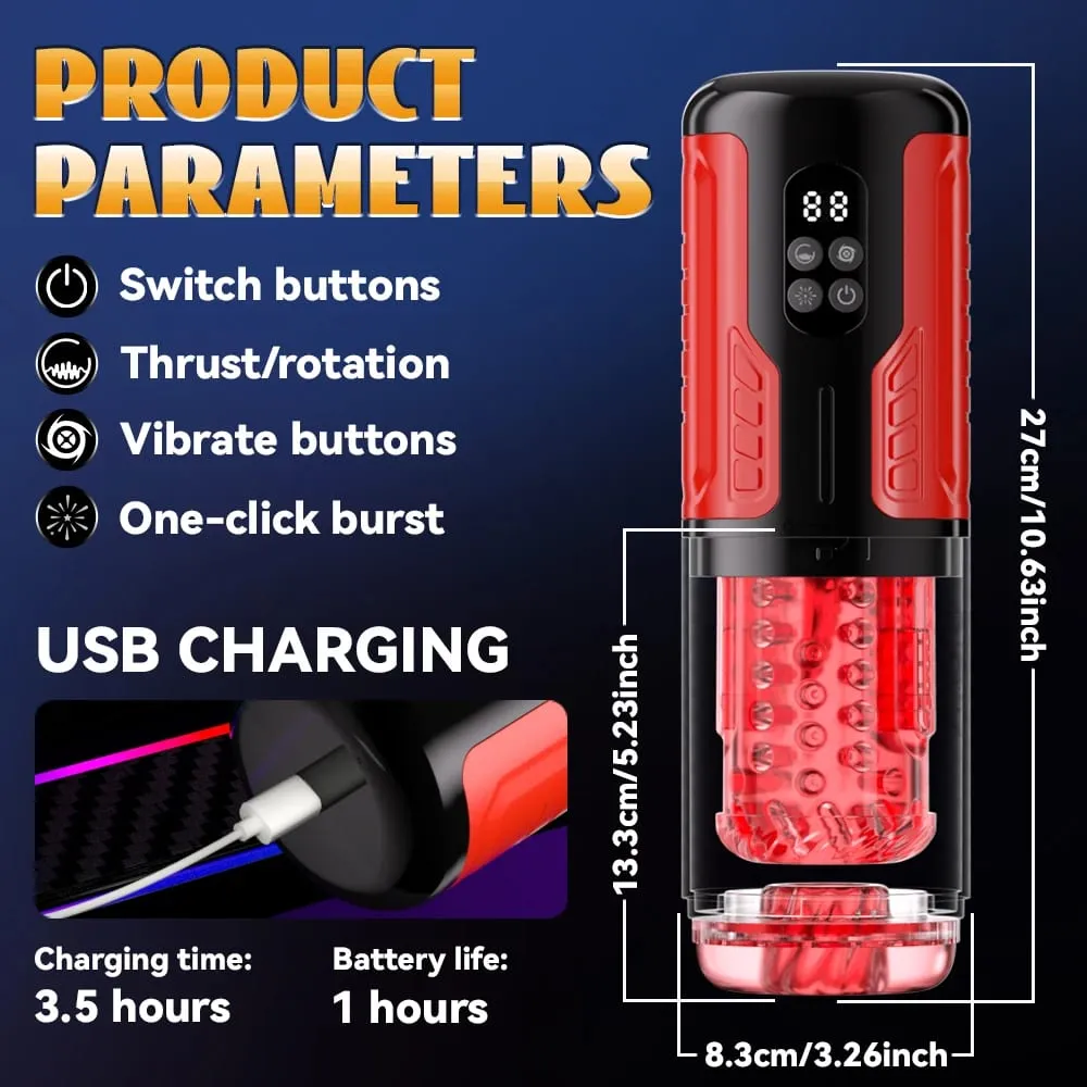 Automatic Male Masturbator Telescopic Rotation Men Masturbation Cup LCD Digital Simulation Blowjob Masturbator Sex Toy for Men
