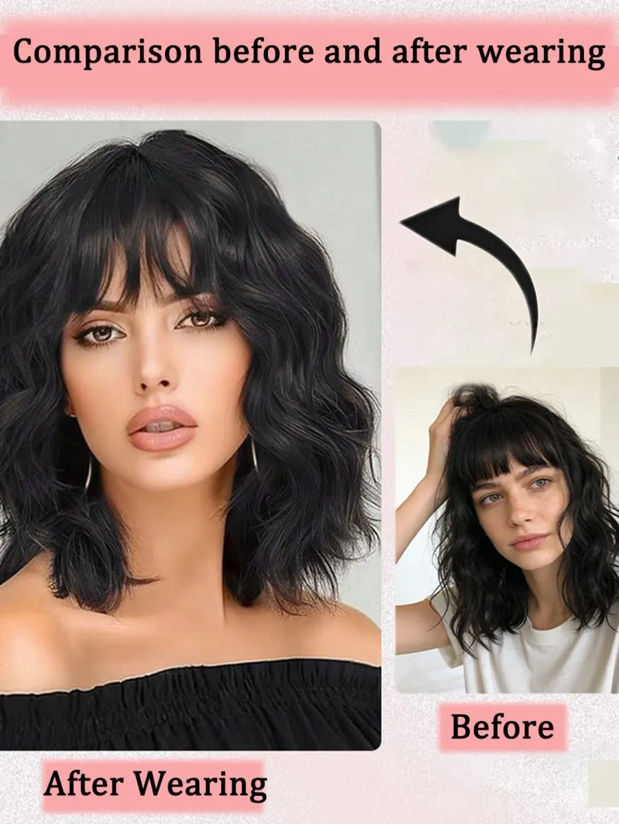 Women Water Wave Extensions Clip In Hair Extensions Invisible Synthetic Wig Piece Suitable Thinning Hair Increase Hair Volume