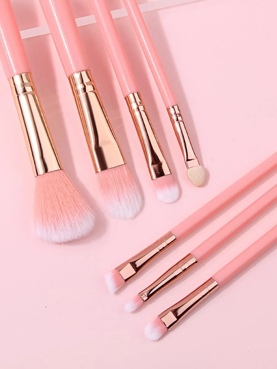 Makeup Brush Kit Soft 10pcs Synthetic Hair Make Up Brushes Foundation Blush Eyeshadow Cosmetic Tools with Powder Puff & Sponge