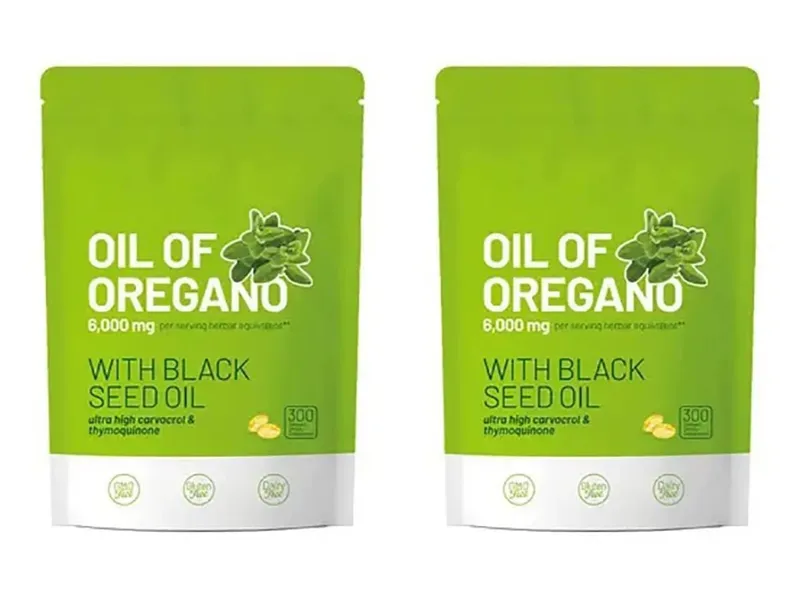 2 in 1 Oil of Oregano Softgels 6000mg with 200mg Black Seed Oil Promote Intestinal Health & Improve Antioxidant Activity 300pcs