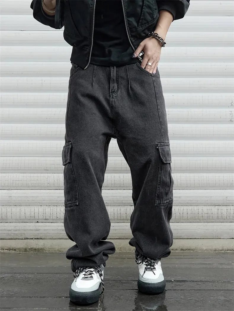 Y2k New Baggy Jeans Male Hip Hop Harajuku Trousers Wide Leg Denim Pants Men's Jeans Streetwear Korean Oversize Cargo Pants