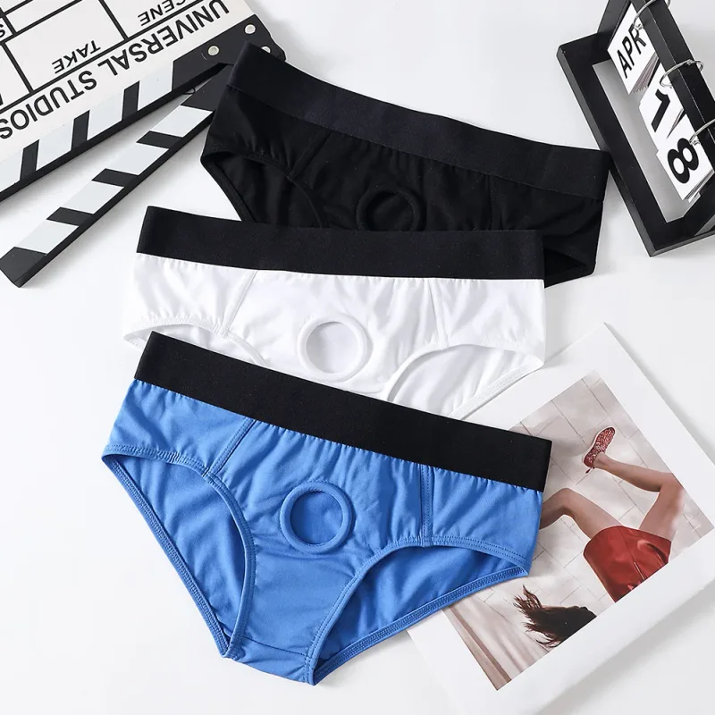 Men Front Hollow No Pouch Briefs Underwear Gay Erotic Lingine Panties Nightwear Hollow Out Open Front Underpants