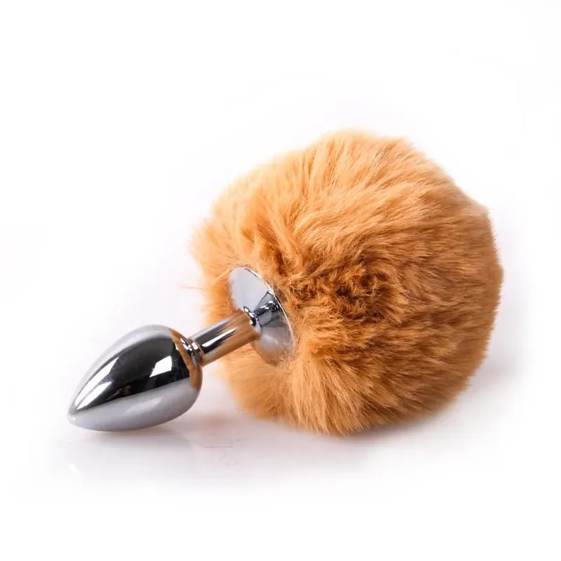 Metal Anal Plug with Rabbit Tail Bunny Tail Pet Role Play Adult Sex Toy for Women Men Couples Fetish Gear Accessories