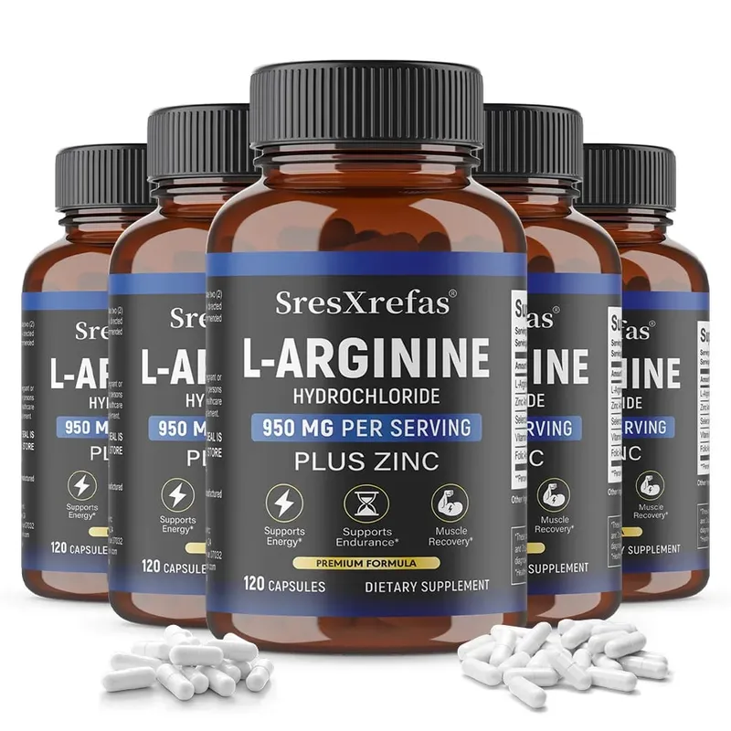 Men's L-Arginine 950mg Capsules - Supports Blood Circulation Workout Endurance & Muscle Growth Mercury for Adult 120 Capsules