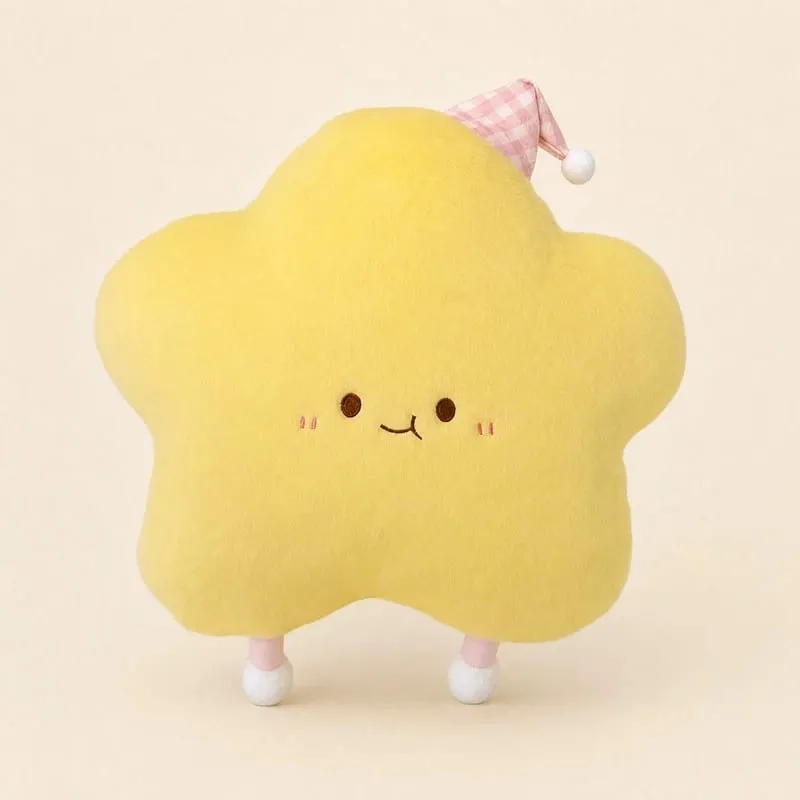 40-60cm Cute Star Plush Pillow with Sleep Hat Kawaii Star Stuffed Cushion Soft Fluffy Sofa Throw Pillow Girl Bedroom Home Decor
