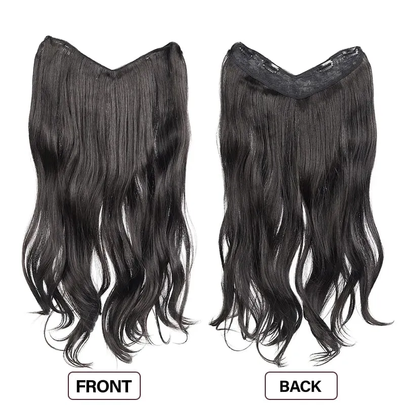Peça de peruca em V de fácil encaixe, extensão de cabelo sintético ondulado de 20 "ou 24" adiciona comprimento e plenitude em segundos