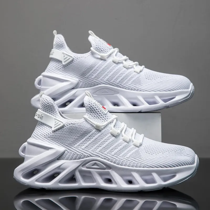 Men's Fashion Versatile Comfortable Lace-up Sports Casual Shoes Mesh Shoes Simple Striped All-Season Thick-Soled Trendy Sports