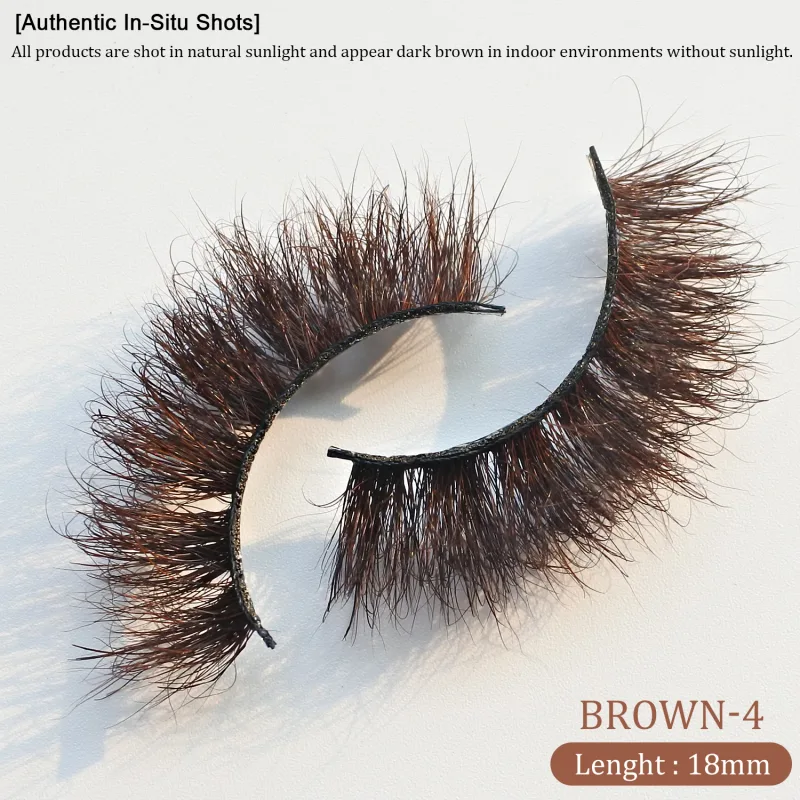 `Dark Brown 3D Mink False Eyelashes Fluffy Wispy Volume Strip Lashes Soft Handmade Brown Mink Lashes Natural Makeup Eye Beauty T