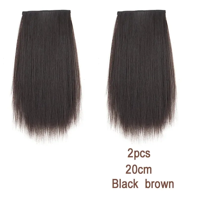 2pcs Synthetic Overhead Hair Clip Style Hair Invisible Extension Increases Hair Volume Hair The Top of Hairpiece for Women