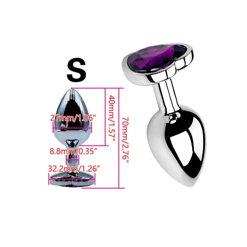 Heart Shaped Metal Anal Plug Butt Plug 6 Colors S/M/L Sizes Unisex Adult Sex Toys for Men Women Anal Massager Pleasure Toy