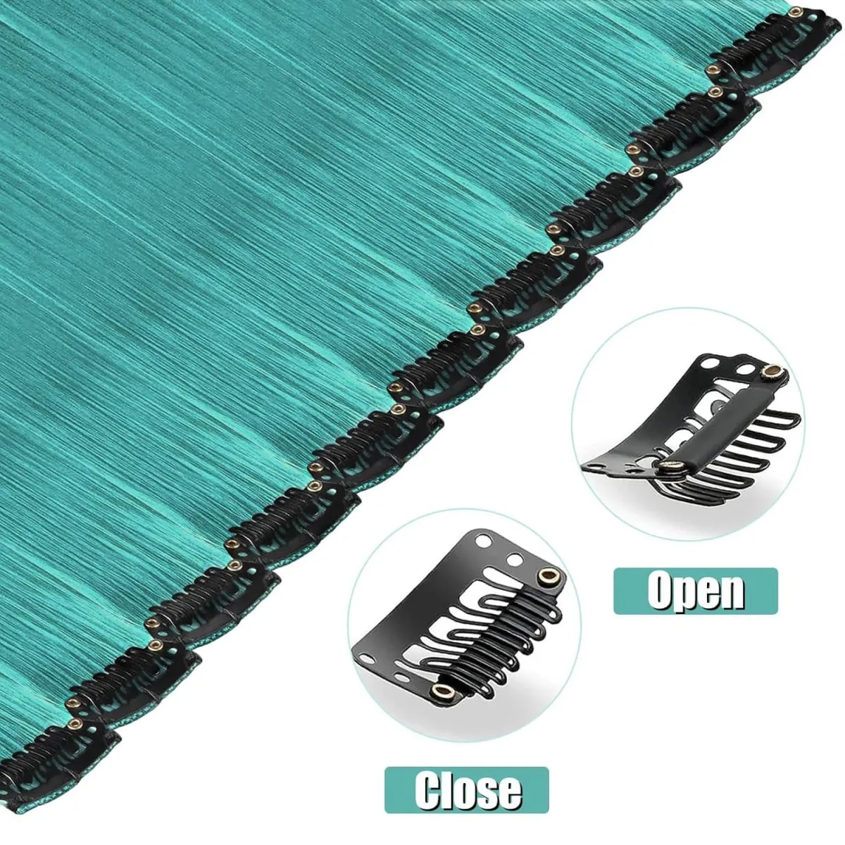 14 PCS Teal Blue Hair Extensions Clip in 22 Inch Colored Party Synthetic Neon Highlights Extensions Rainbow Hair Accessories