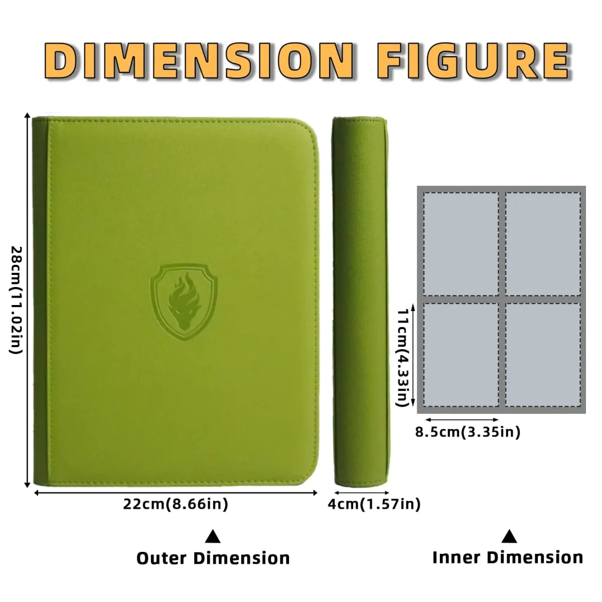 Holds 160 Cards|Trading Card Binder for 3”×4”Cards | 4-Pocket Double-sided Album |PU Leather Zipper Folder for TCG/Sports Cards