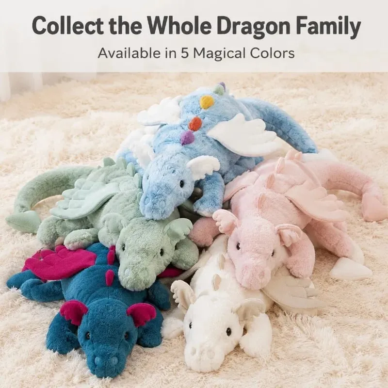 Blue Dragon Plush Toy Cute Soft Stuffed Animal with Colorful Spikes Wings Kids Birthday Gift Home Decoration Comfort Companion