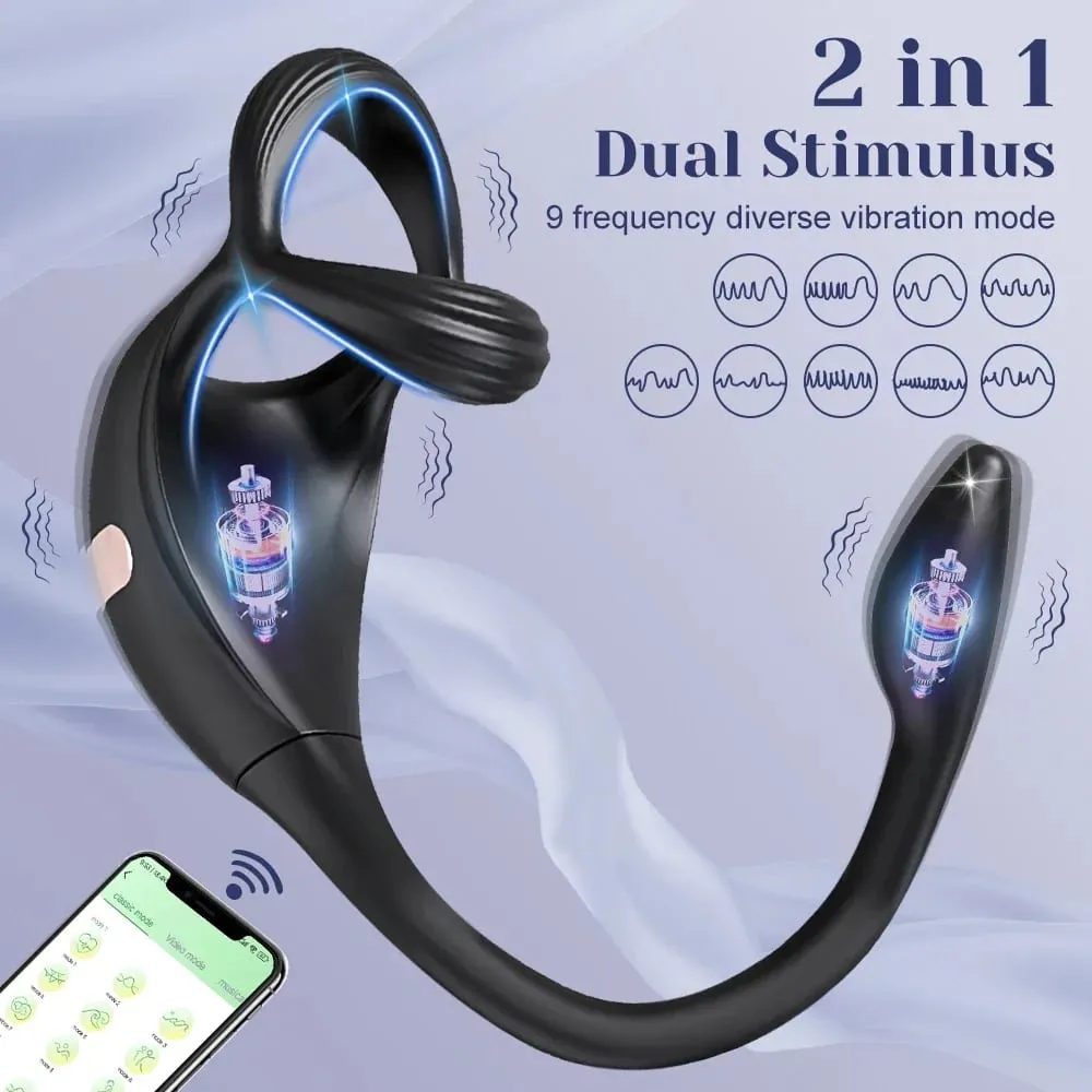 Anillo vibratorio para pene, estimulador masajeador de próstata masculino para hombres, Control por aplicación, juguete sexual para parejas, vibrador Anal, anillo para pene, tapón Anal